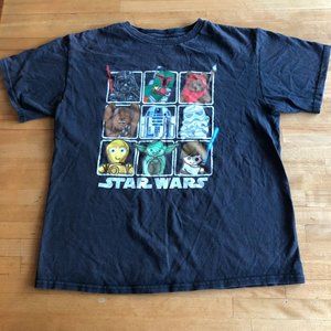 STAR-WARS Logo Cotton Black T-Shirt Kid's  Size L